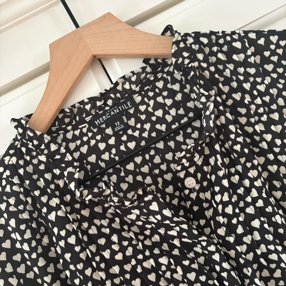 J. Crew Mercantile 12 Black White Heart Top - Picture 2 of 6